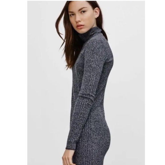 Gray Ribbed Turtleneck Dress - Picture 12 of 12